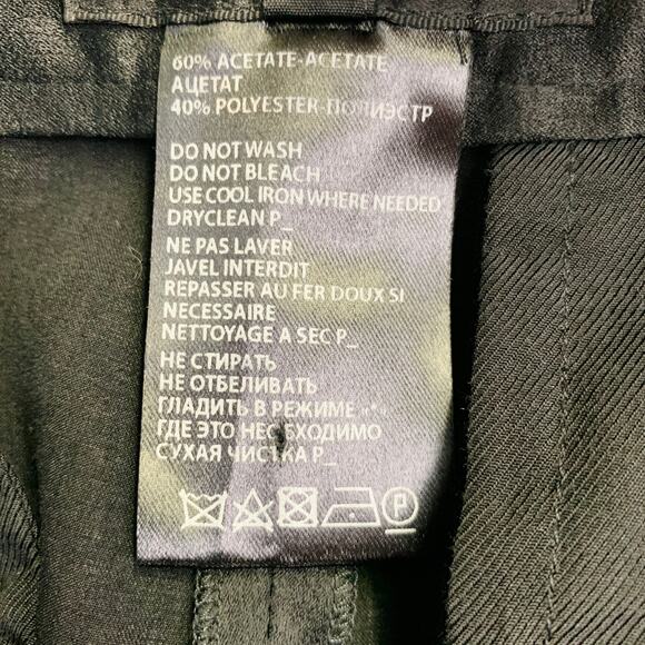 ANN DEMEULEMEESTER Size 8 Black Acetate Blend Flat Front Tapered Dress Pants - Picture 5 of 5